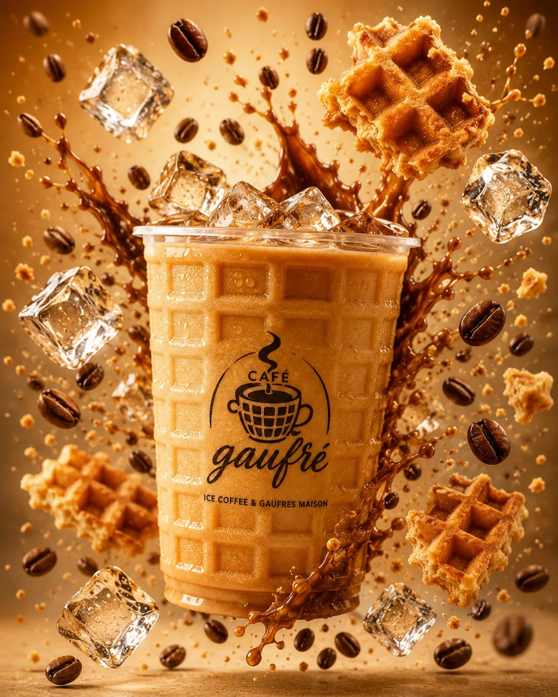 Café glacé et gaufres belges