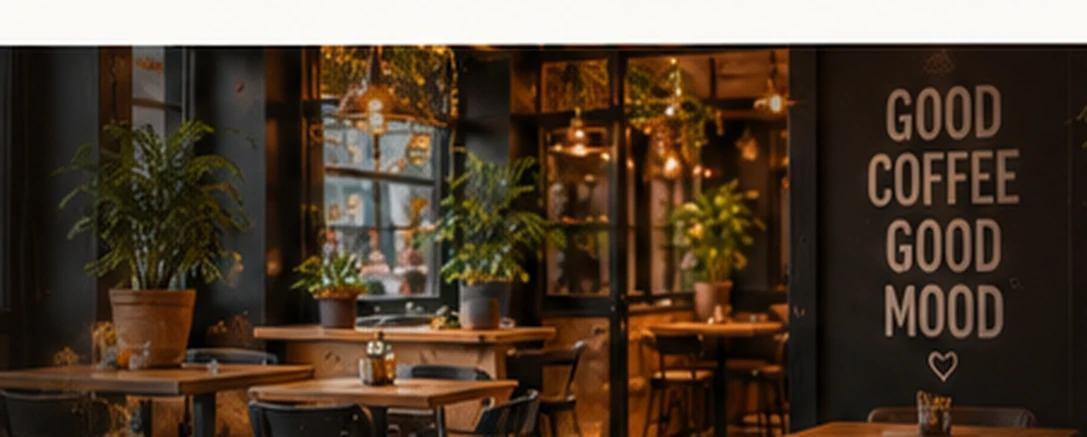 Intérieur chaleureux et convivial d'un café